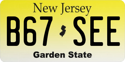 NJ license plate B67SEE