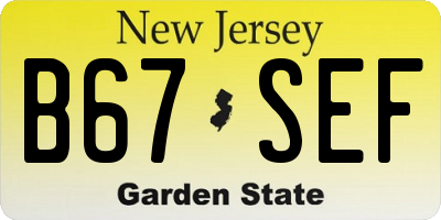 NJ license plate B67SEF