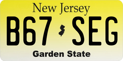 NJ license plate B67SEG