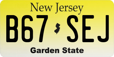 NJ license plate B67SEJ