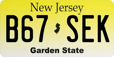 NJ license plate B67SEK