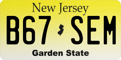 NJ license plate B67SEM
