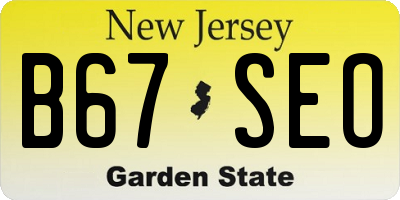 NJ license plate B67SEO