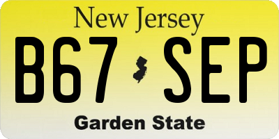 NJ license plate B67SEP