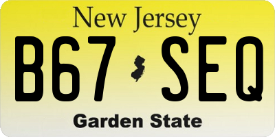 NJ license plate B67SEQ