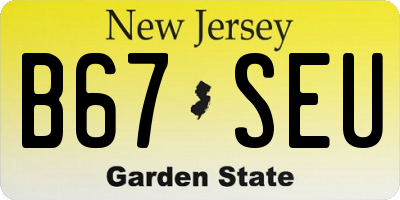 NJ license plate B67SEU