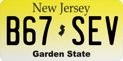 NJ license plate B67SEV
