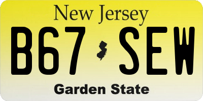 NJ license plate B67SEW