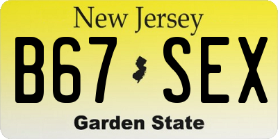 NJ license plate B67SEX