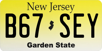 NJ license plate B67SEY