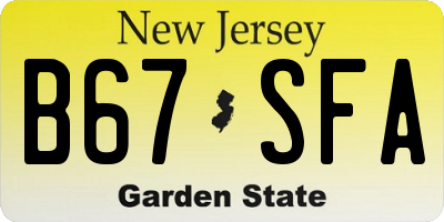 NJ license plate B67SFA