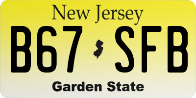 NJ license plate B67SFB