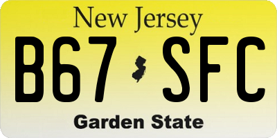 NJ license plate B67SFC