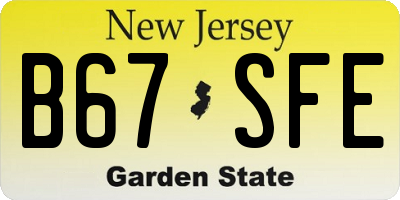 NJ license plate B67SFE