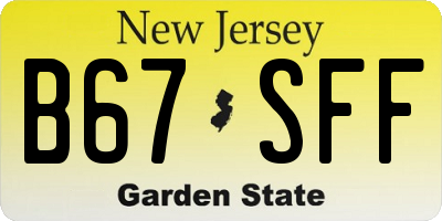 NJ license plate B67SFF