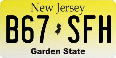 NJ license plate B67SFH