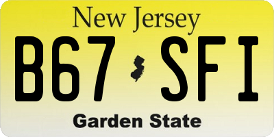 NJ license plate B67SFI