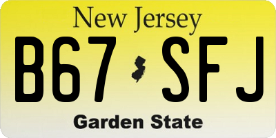 NJ license plate B67SFJ
