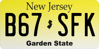 NJ license plate B67SFK