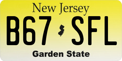 NJ license plate B67SFL