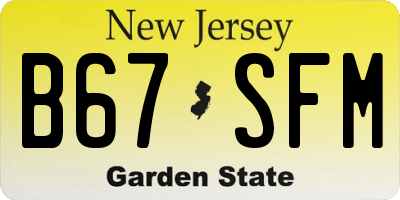 NJ license plate B67SFM