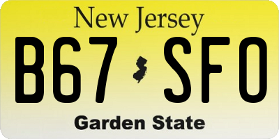 NJ license plate B67SFO