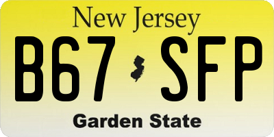 NJ license plate B67SFP