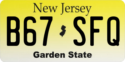 NJ license plate B67SFQ