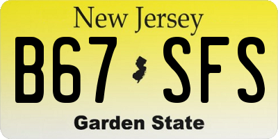 NJ license plate B67SFS