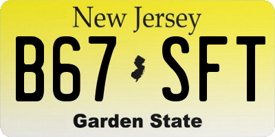 NJ license plate B67SFT
