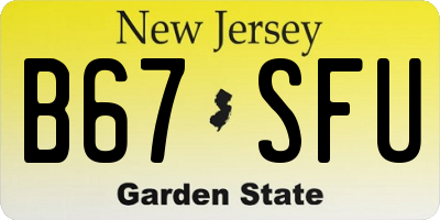 NJ license plate B67SFU