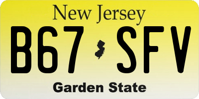 NJ license plate B67SFV
