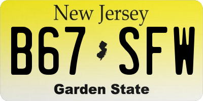 NJ license plate B67SFW