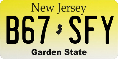 NJ license plate B67SFY