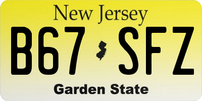 NJ license plate B67SFZ