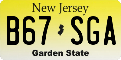 NJ license plate B67SGA