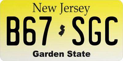 NJ license plate B67SGC