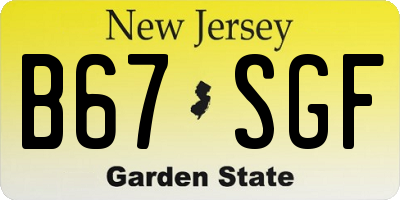 NJ license plate B67SGF
