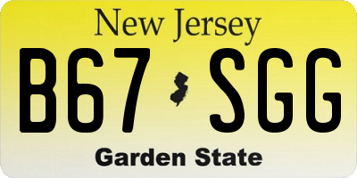 NJ license plate B67SGG