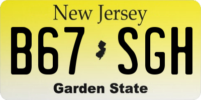 NJ license plate B67SGH