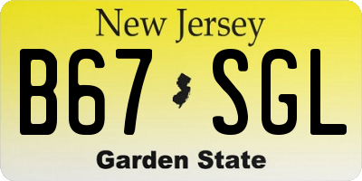 NJ license plate B67SGL