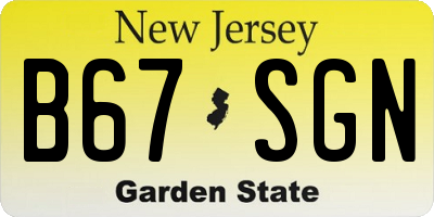 NJ license plate B67SGN