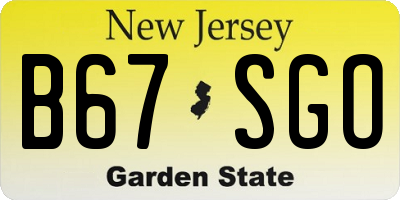 NJ license plate B67SGO
