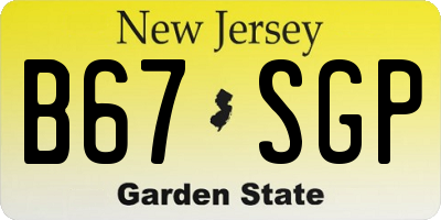 NJ license plate B67SGP