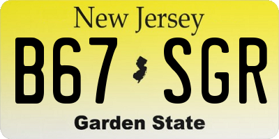 NJ license plate B67SGR