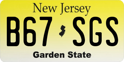 NJ license plate B67SGS