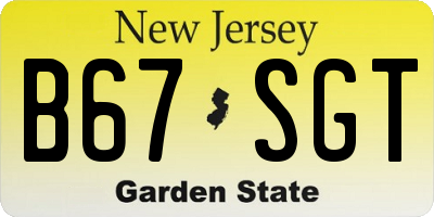 NJ license plate B67SGT
