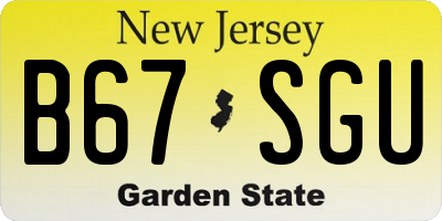 NJ license plate B67SGU
