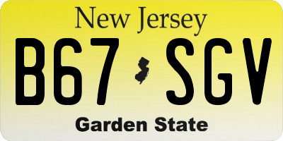 NJ license plate B67SGV