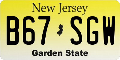 NJ license plate B67SGW